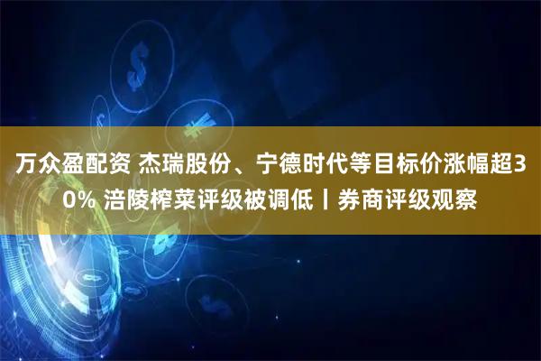 万众盈配资 杰瑞股份、宁德时代等目标价涨幅超30% 涪陵榨菜评级被调低丨券商评级观察