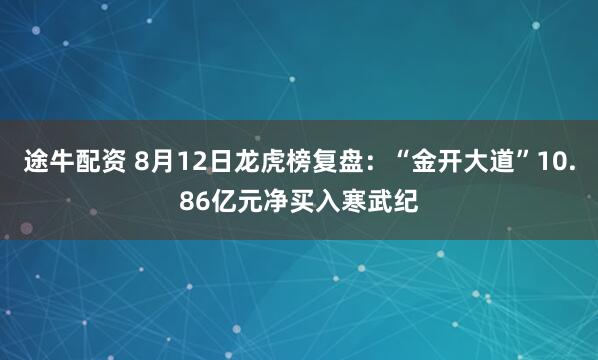 途牛配资 8月12日龙虎榜复盘：“金开大道”10.86亿元净买入寒武纪