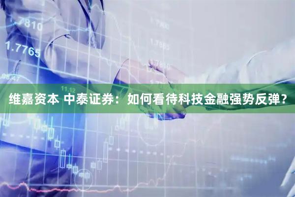 维嘉资本 中泰证券：如何看待科技金融强势反弹？
