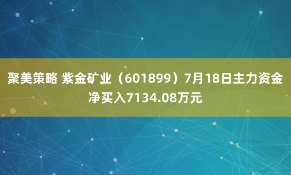 聚美策略 紫金矿业（601899）7月18日主力资金净买入7134.08万元